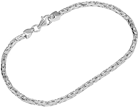 NKlaus Silber Armband Herren 925 - Sterling Königskette - Männer Armkette Echt Sterlingsilber 8 fach diamantiert - 19 cm - 2.5mm breit 12601