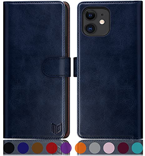 SUANPOT for iPhone 11 6.1 case with [Credit Card Holder][RFID Blocking],PU Leather Flip Book Protective Cover Women Men for apple 11 Phone case Blue