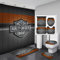 SLCSL 4-teiliges Harley Davidson Duschvorhang-Set für Badezimmer, rutschfest, WC-Vorleger + WC-Deckelbezug + Badematte + Duschvorhang (180cm×180cm,A 04)
