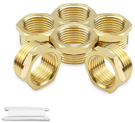 Bwintech 2 Stück 1/8 Innengewinde auf 3/8 Außengewinde BSP Gewinde Messing Sechskantbuchsen Reduzierverbinder für die Umwandlung von Rohrverbindungen