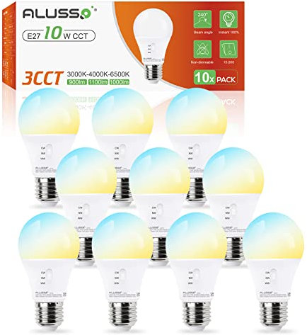ALUSSO LED Lampe 10W 1100 Lumen, 3000K Warmweiß/4000K Neutralweiß/6500K Kaltweiß, 220-240V AC, Nicht Dimmbar