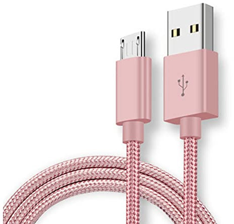 Micro USB Cable, USB to Micro USB Cable Fast Charging Braided Nylon Lead Compatible with Samsung Galaxy S7 Edge S6 S5 J7 J5 J6 J3 Note 5 A6 A10, for Sony,for Huawei, for PS4 -Rose Gold/Pink (2M)