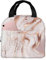 Lunch Bag Insulated Box Marble Painting with Rose Gold Glitter Pink Reusable Tote Portable Leakproof Cooler Front Pocket for Travel/Picnic/Work/School/Office, Gold,pink