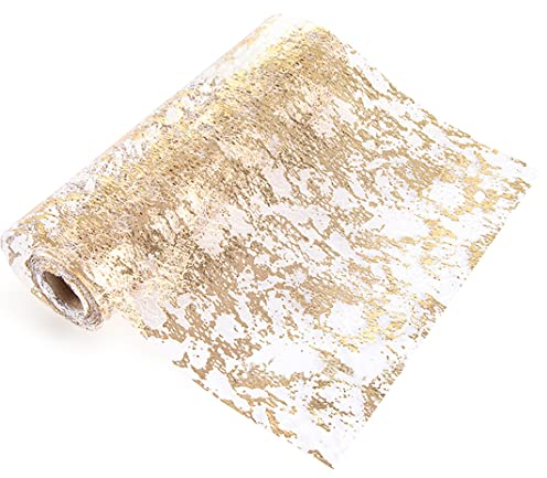 DIYBravo Tischläufer, 28cm × 5m Champagner Gold Metallic Glitzernde Tischband Wiederverwendbaren aus Polyesterfasern zur Weihnachten Ostern Hochzeit Festival Dekoration