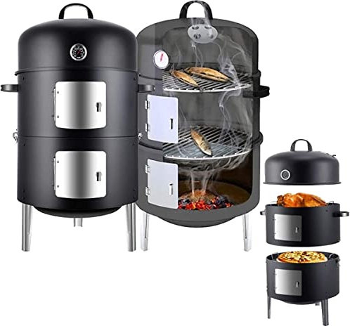 Tragbarer Campingkocher mit Holz, BBQ geräucherter Campingkocher, Raketenofen, abnehmbar, perfekt für Terrasse, Camping, Grill, Hinterhof, Garten, Picknick (Farbe: Schwarz)