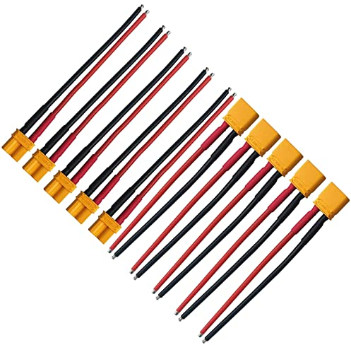 Boladge 5 Paar XT30 Männlich Stecker und Buchse Steckverbinder Adapter Kabel mit 15CM 16AWG Silikonkabel für RC LiPo Akku FPV Drone