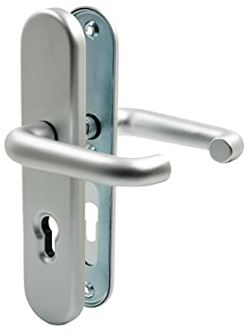 Buddy4Home house accessoires Schutzbeschlag Wohnungseingangstür Profilzylinder Langschild 72mm Sicherheits Beschlag Drückergarnitur Aluminium F1 rund Lyon