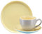 VILLA ITALIA BORNEO Exquisites Porzellan Kaffeeservice für 6 Personen in Gelb - Grau - Blau (6 Tasse mit Untertasse - 6 Dessertteller) - Kaffeetassen Set 6er - Espressotassen - Porzellan Geschirr