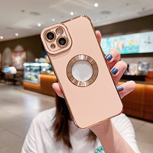 DRXVE Custodia per telefono galvanizzata morbida di lusso per iPhone 11 12 13 14 Pro Max XS X XR 7 8 Plus Custodia in silicone mini scava fuori, rosa, per iPhone 14