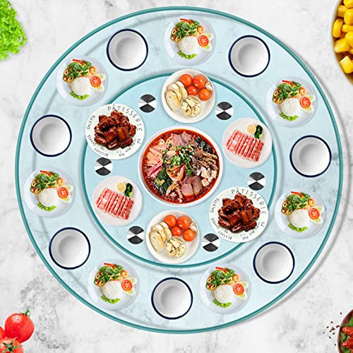 MILWPC Plato Giratorio de Cristal Lazy Susan para Mesa de Comedor, Plato Giratorio de Cristal Templado, con 6 Ruedas auxiliares antivuelco, para el hogar, hoteles, Cocina, restaurantes