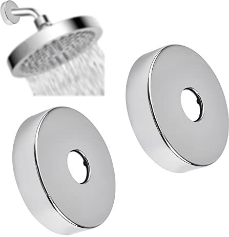 UFURMATE Duscharmflansch, 2 Stück Edelstahl Duschflansch Abdeckung Duschkopf Arm Rosette Abdeckplatten Runde Rosette Platten für 21 mm Durchmesser Duschrohr (Silber)