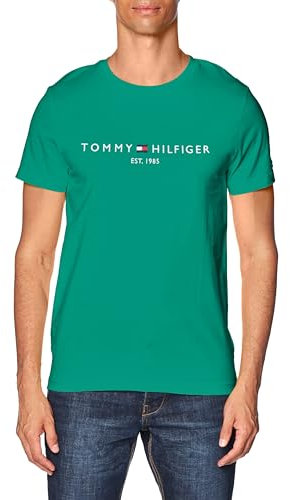 Tommy Hilfiger T-Shirt Manches Courtes Homme Slim Fit, Vert (Olympic Green), XS