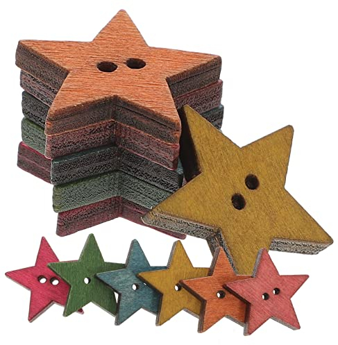 EXCEART 50 Stück Fünfzackiger Stern Knopf Knöpfe Zum Basteln Handgemachte Tags Zum Häkeln Stern-nähknopf Pentagramm-schaltflächen Pentagramm-taste Jeansknopf Hölzern Böhmen Holzknöpfe Kind