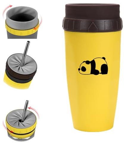 VNDUIFH Twizz-Tasse, 325 ml Twizz-Kaffeetasse, Becher mit Strohhalm aus doppeltem Silikon, drehbarer, auslaufsicherer Becher, Warmer und kälteisolierender doppellagiger Becher (F)