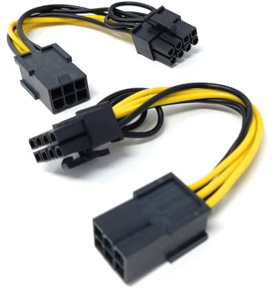 2pcs. 10cm 6-Pin PCIe to 8-Pin PCIe Adapter Power Cable, Video Graphics Card Power PCI Express Lead Adapter