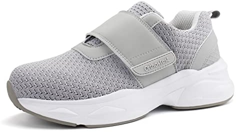 Ortho+rest Damen Diabetikerschuhe mit verstellbarem Verschluss Orthopädische Gehschuhe Ödem Schuhe für geschwollene Füße (40,Hellgrau)