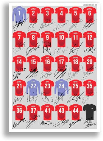 Mounted Gifts Trading Manchester United team squad 2024-2025 signed poster print framed picture photo autograph gift 24/25 Man Utd Rashford Garnacho Hojlund (A4 poster only)