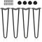 SWANEW Lot de 4 pieds de table en métal noir avec 2 pieds en épingle à cheveux, pour bureau, table et table basse avec protections de sol et vis (35 cm)