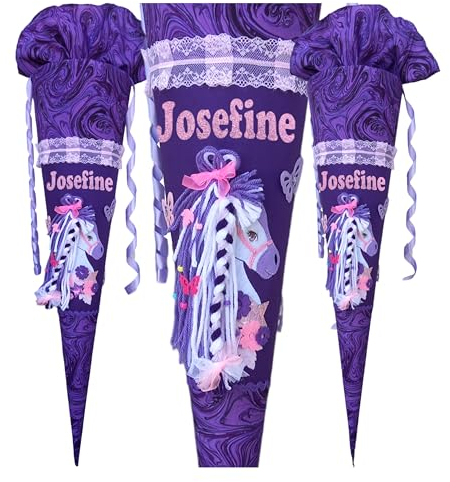 Violet Scultüte mit Pferd, passend zum Ergobag Bärgasus Glow und Dreamy Pegasus Step by Step,für Vädchen, Wunschname,genäht