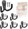Vacallity 6Pcs Double Prong Robe Hooks with Screws Dual Retro Metal Coat Hooks Wall Mounted Hooks for Bathroom Bedroom Door Hanging Towel Clothes Bag Black