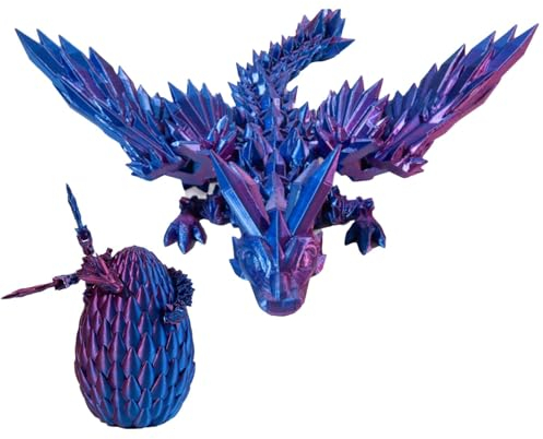 Shuangliao Dragon Egg - Drachenei Mit Drache, Printed Dragon Spielzeug Im Ei, Gedruckter Drache Im Ei, Voll Beweglicher Drache Kristalldrache Mit Drachenei, Flexible Gedruckte Dracheneier Geschenk