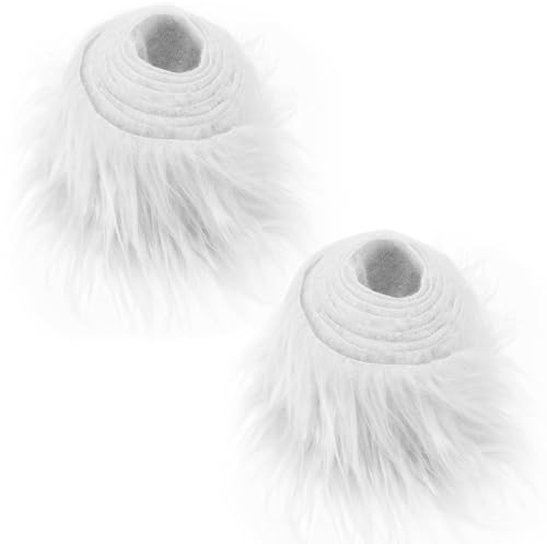 2 Stück Kunstfell Band, 2x60 Zoll Kunstleder Plüsch Weiß, Furry Faux Precut Strips, Fellbesatz, Weihnachts Dekoband für Weihnachtsbaum