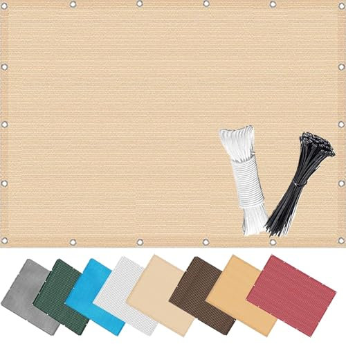 Balkon Sichtschutz 1.3 x 3 m, Wind Und UV Schutz, Beständig, Ohne Bohren, Viele Größe Und Farben, Sichtschutz Zaun Balkonmarkisen, mit Kabelbinder, für Garten, Beige