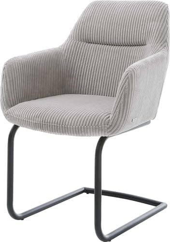 DELIFE Schwingstuhl Pejo-Flex Freischwinger rund Schwarz Cord Silbergrau Taschenfederkern