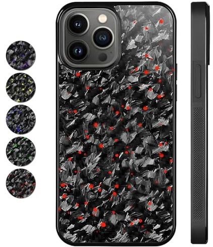 Generisch Forged Carbon Fiber Magnetische Anti-Fall Schutzhülle für iPhone 16 Pro Max, 15, 14, 13, 12 Pro Max (16 Pro Max, Rot)