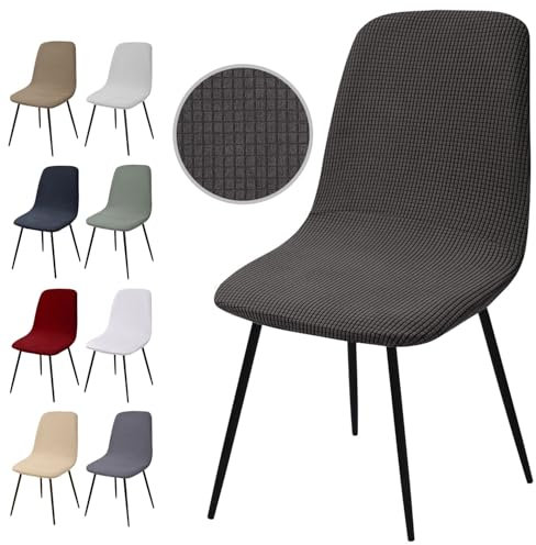 Stuhlhussen 4er Set, Stretch Stuhlbezug Jacquard Esszimmerstühlhussen Universal Stuhlhussen Abnehmbarer Waschbarer Stuhlabdeckung für Esszimmer,Hotel,Bankett,Hochzeit,Partys Deko(Y-Grey, 4er Set)