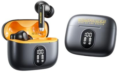 Transformers Auriculares inalámbricos Bluetooth, auriculares Bluetooth con modo dual y conmutación libre, pantalla LED de alimentación, reducción de ruido de sonido envolvente de 30 dB, 6 horas de
