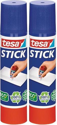 Tesa Colla Stick Promo - Colla Attacca e Stacca per Carta e Cartone - senza Solventi Ed Ecologica - 1 x 10 g (Confezione da 2)