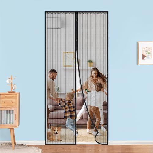 Jodimitty Magnetic Fly Screen Door 100x210cm, Bird Clasp and Magnetic Strip Design, High Density Polyester Mesh, Velcro Mounting, Keep Mosquitoes Insects Out