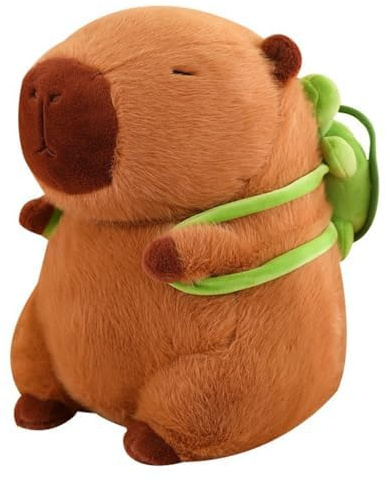 Niedlichen Capybara Plushies, Wasserschwein Plüschtier,Capybara Plushie Puppen Capybara Plüschtier Capybara Plüschtier Capybara mit Schildkrötenrucksack Plüsch Capybara Figur Stofftier Kissen (33cm)