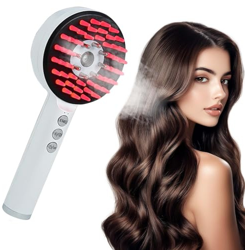 Elektrische 2-in-1 Kopfhautmassagebürste mit Rot- & Blaulicht - Kopfhaut- & Haarpflegegerät, Ölspender, 3 Modi, Entspannung & Haarwachstum - Tragbare Massagebürste für Zuhause & Reisen
