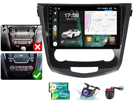 Android 13 9 Zoll QLED Touchscreen Autoradio Stereo für Nissan X-Trail/Qashqai J11 2013-2022 mit Wireless Carplay Android Auto/Car Local Weather/SWC/DSP/FM RDS DAB+ Radio/Bluetooth(B,NF-7)
