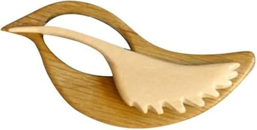 1 Set Holz-Brosche mit Tiermotiv, kreative modische Tier-Brosche, niedliche Vintage-Pullover-Clips (Vogel), Schmuck, Broschen und Anstecknadeln für Herren und Herren, 5.0 Centimeters, Holz