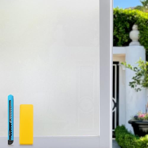 Zindoo Fensterfolie Milchglasfolie Blickdicht Sichtschutz 44.5 x 120 cm | Sichtschutzfolie Statisch Haftend Ohne Kleber, UV-Schutz Dekorfolie Gute Privatsphäre Schutz für Bad, Wohnzimmer und Türen