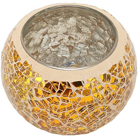 TOPINCN Tee Licht Kerzenhalter, Gold Kerzenhalter Mosaik Glas Tee Licht Kerzenhalter, Dekorativer Kerzen Ständer für Aromatherapie Party, Potting Bowls, Büro Stift Halter