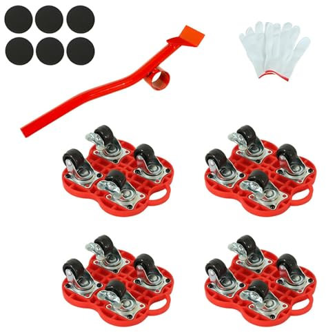 LERANXIN Andador Resistente para Muebles - 13 Piezas con Barra Extensible y Base con Ruedas 4 Frenadas, Giro 360°, 500 kg Carga, Ruedas Muebles para Mover Muebles Doméstico