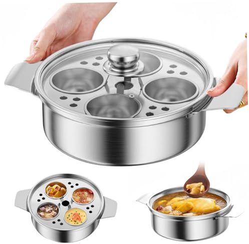 Egg Poacher Maker d'œufs pochés en acier inoxydable avec 4 tasses, pot à cuisinière polyvalent antiadhésif avec poignée pour les pots, les poêles et les autocuiseurs, le braconnier, le fabricant poch