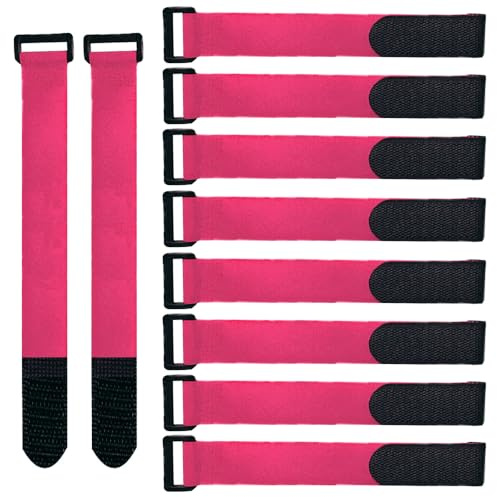 20 Stück 30 X 2 cm Rosa Nylon Kabelbänder, Klett-Kabelbinder | Wiederverwendbare Kabelbinder, Verstellbare Klettband Kabelbänder, Vielseitiger Kabel Organizer