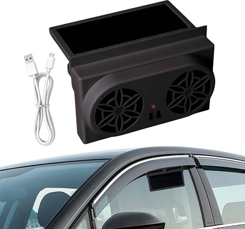 Solar Powered Car Fan | Cooling Car Ventilator Vehicle Exhaust Fan - Electric Cooling Rechargeable Ventilator for Travel Outdoor RV Driving