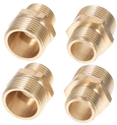 FONDOTIN 4 Stück Teiliges Messing Reduzierstück Schlauchadapter Hexagonal Langlebige Schlauchverschraubung für Gartenpumpe Bewässerung Einfach zu Montieren Auslaufsicher