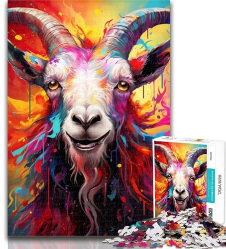 Teenager-Puzzles, Ziegen-Puzzle, 1000 Teile, für Erwachsene und Jugendliche, als Lernspiel, Herausforderungsspielzeug, einzigartige Heimdekoration und Geschenke, 26x38cm