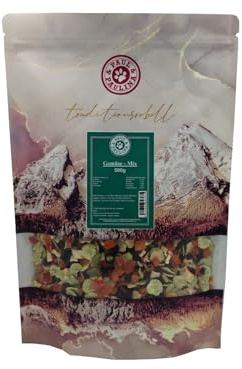 Paul & Paulina Gemüse-Flocken Mix 500g Gemüsemix I Einzelfuttermittel für Hunde und Katzen I Karotten, Erbsen, Pastinake und Rote Beete