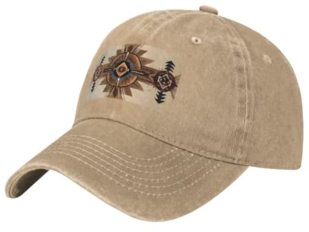 PHAYAH Baseball-Cowboy-Kappe mit Indianer-Malerei, verstellbar, Vintage-Stil, Baumwolle, für Damen und Herren, Outdoor-Sport, Denim-Sonnenhut, Schwarz