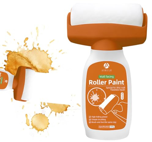 2 in 1 Wandfarbe Ausbessern Weiß, 500g Ausbesserungsfarbe Weiss, Wand Reparatur Creme, Wandreparatur Rollbürste Weiss, Wandfarbe Weiß Roller mit wandreparaturpaste für Graffiti Kratzer Flecken Risse