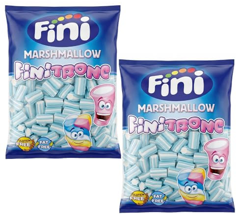 Finitronc Striato Azzurro Marshmallow per Feste di Compleanno ed Eventi,Senza Glutine,2 Buste da 1 Kg (2 Kg totali)