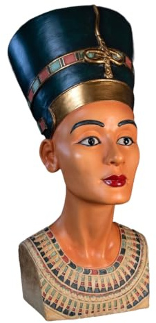 Parastone Ägyptische Nofretete Büste Farbige Ausführung – Detailreiche Nefertiti Statue im Antiken Stil – Dekorative Skulptur der Ägyptischen Königin – Historische Wohn- und Bürodekoration - 30,5 cm